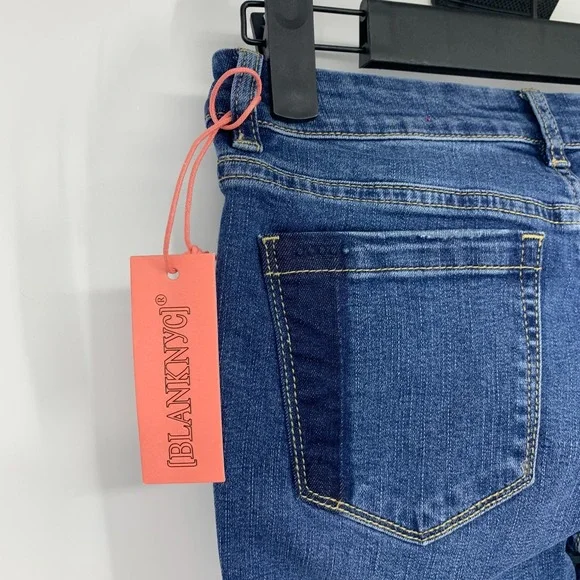 BlankNYC Jeans Girls Kids Size 14 The Mini Mercer Skinny Blue Denim Step Hem NWT - Picture 10 of 13